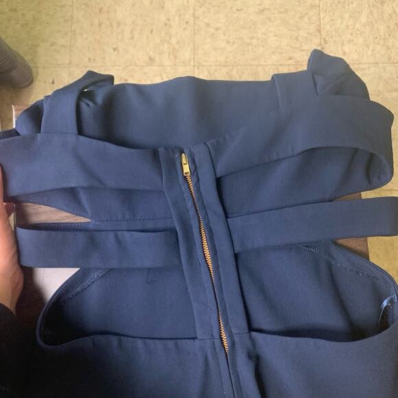 Jill Jill Stuart Navy Blue Cut-Out Gown Maxi Dress Size 2 A-Line Tank Straps - Picture 15 of 15